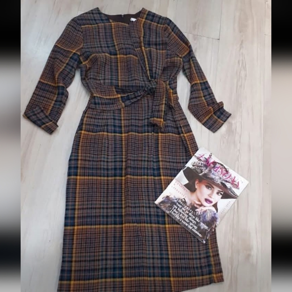 NWT Mango Brown Wool Blend Midi Dress Size M (US 6) | Chic Classic Look